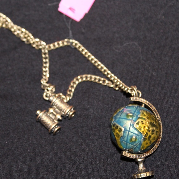 Betsey Johnson Enamel Globe & Telescope Necklace - Picture 2 of 8